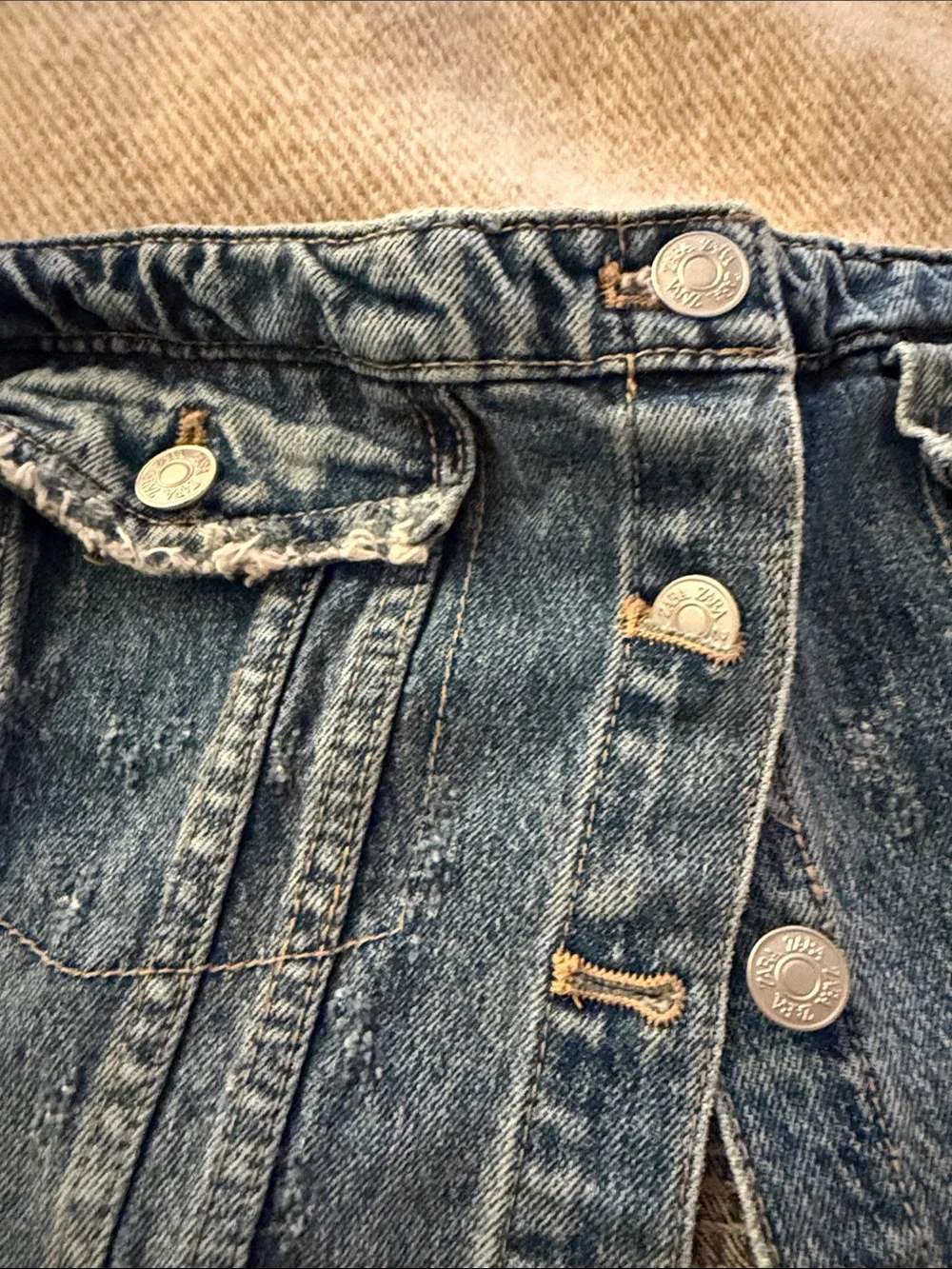 ZARA Denim Corset Top - Light Blue Button Front Size L - Picture 5 of 8
